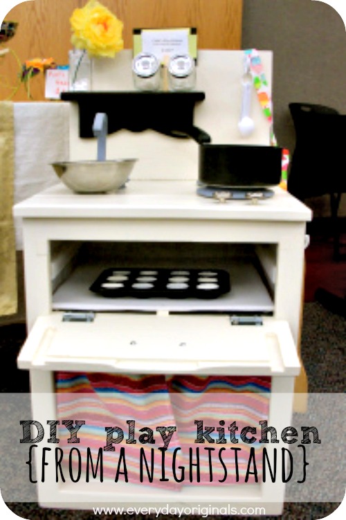 DIY play kitchen from a nightstand