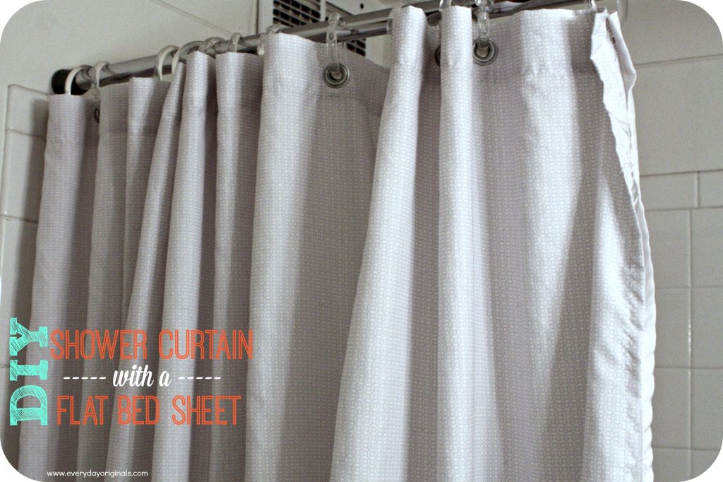 diy shower curtain with a flat bed sheet