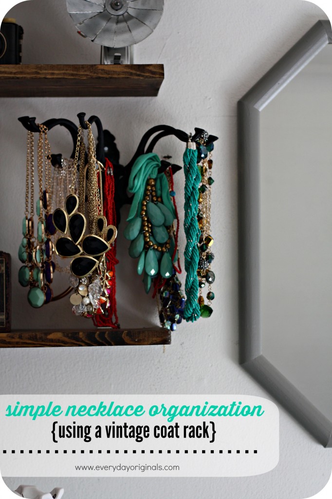 necklace organization using a vintage coat rack