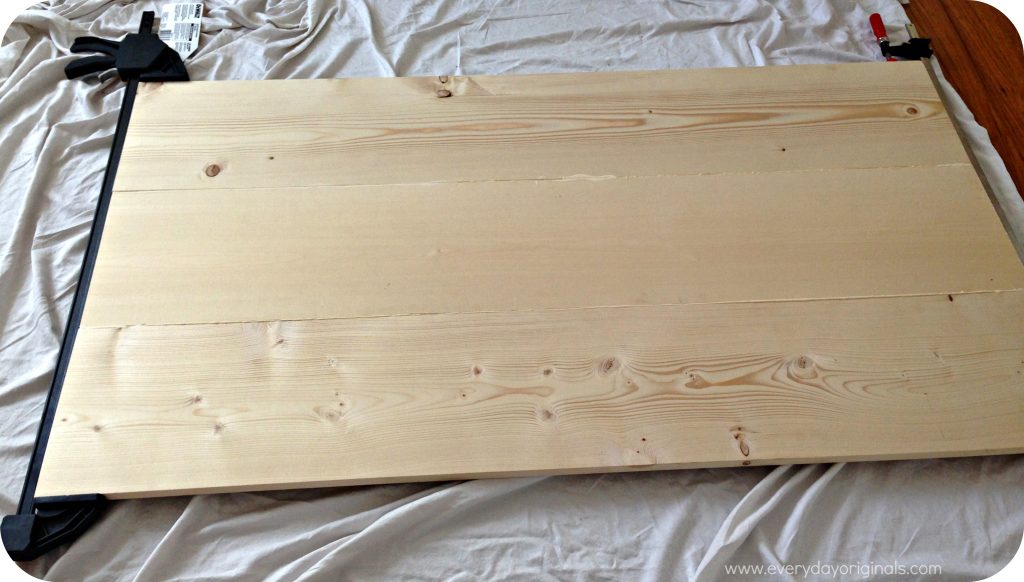 3 boards clamped