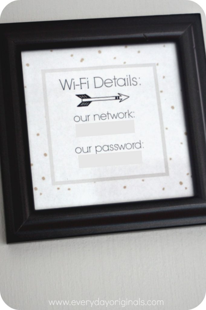 Wifi details in a guest room
